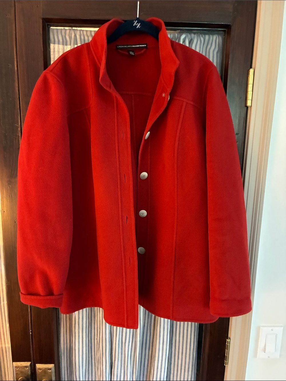 Ellen Tracy Red Wool Pea Coat
